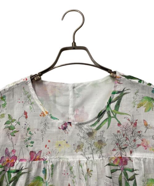 Leilian（レリアン）LEILIAN (レリアン) 花柄シアーチュニックブラウス ホワイト サイズ:15の古着・服飾アイテム