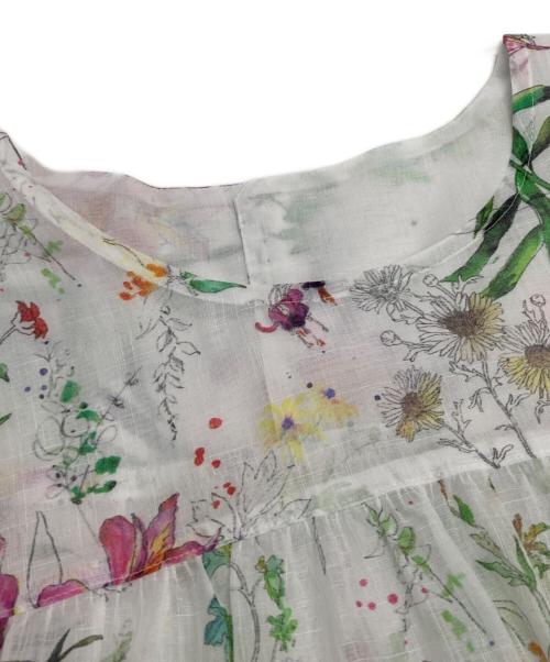 Leilian（レリアン）LEILIAN (レリアン) 花柄シアーチュニックブラウス ホワイト サイズ:15の古着・服飾アイテム