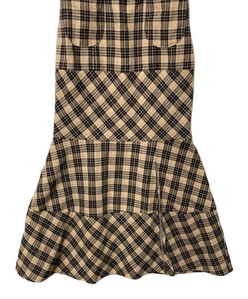 ANDMARY（アンドマリー）andmary (アンドマリー) Cecily check long dress ブラック×ベージュ サイズ:Freeの古着・服飾アイテム