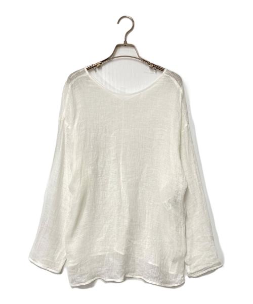 Spick and Span（スピック＆スパン）Spick and Span (スピック＆スパン) メッシュリネンルーズプルオーバー ホワイト サイズ:Freeの古着・服飾アイテム