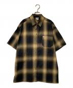 CalTopキャルトップ）の古着「半袖オンブレチェックシャツ」｜ブラック×ベージュ
