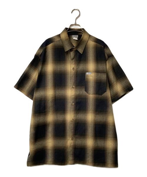 CalTop（キャルトップ）CalTop (キャルトップ) 半袖オンブレチェックシャツ ブラック×ベージュ サイズ:Lの古着・服飾アイテム