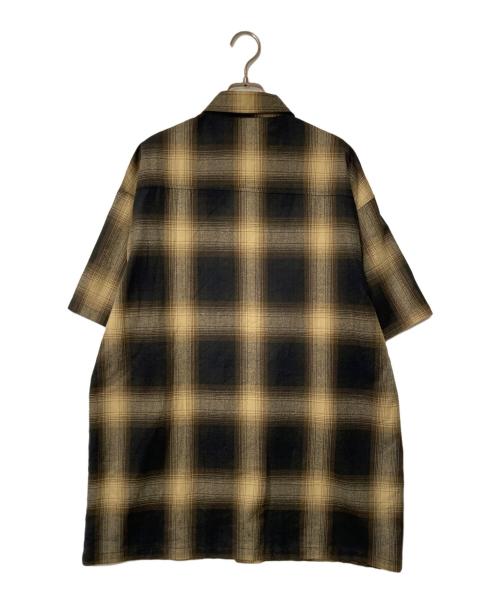 CalTop（キャルトップ）CalTop (キャルトップ) 半袖オンブレチェックシャツ ブラック×ベージュ サイズ:Lの古着・服飾アイテム