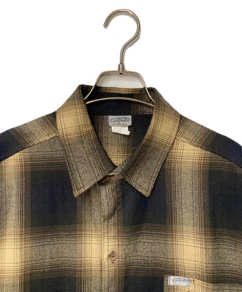 CalTop（キャルトップ）CalTop (キャルトップ) 半袖オンブレチェックシャツ ブラック×ベージュ サイズ:Lの古着・服飾アイテム