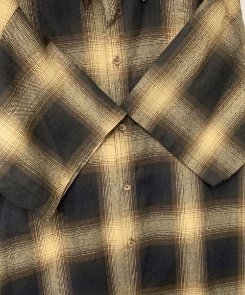 CalTop（キャルトップ）CalTop (キャルトップ) 半袖オンブレチェックシャツ ブラック×ベージュ サイズ:Lの古着・服飾アイテム