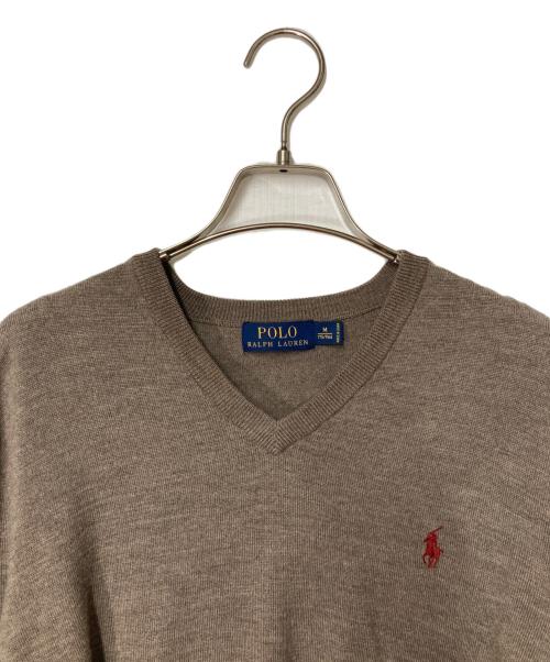POLO RALPH LAUREN（ポロ・ラルフローレン）POLO RALPH LAUREN (ポロ・ラルフローレン) Vネックウールニット ブラウン サイズ:Ｍの古着・服飾アイテム
