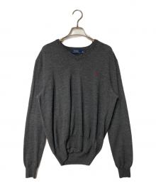 POLO RALPH LAUREN（ポロ・ラルフローレン）の古着「Vネックウールニット」｜グレー