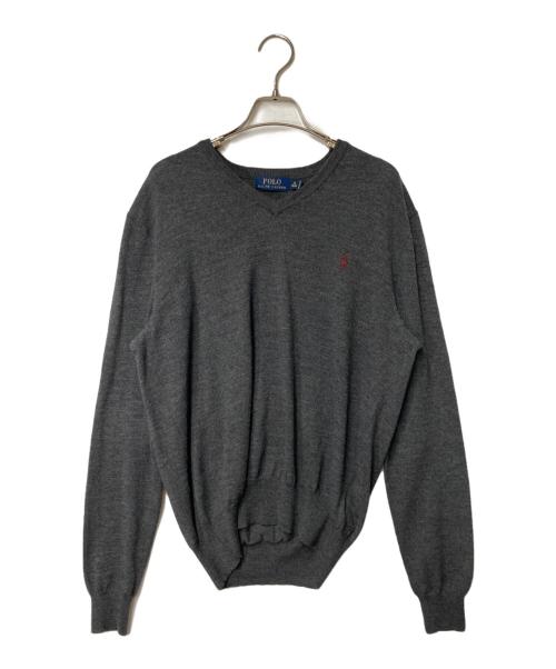 POLO RALPH LAUREN（ポロ・ラルフローレン）POLO RALPH LAUREN (ポロ・ラルフローレン) Vネックウールニット グレー サイズ:Ｍの古着・服飾アイテム