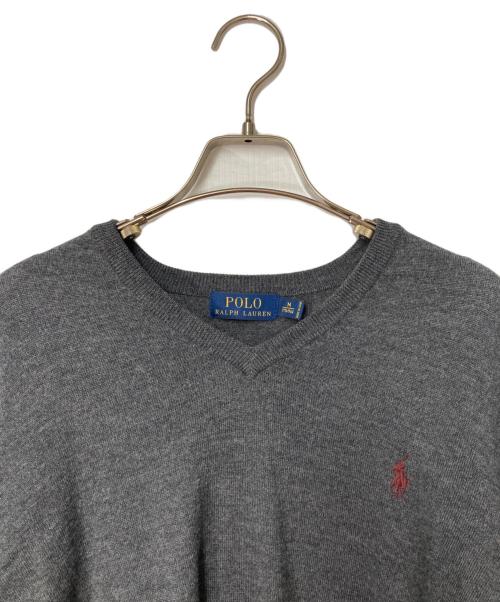 POLO RALPH LAUREN（ポロ・ラルフローレン）POLO RALPH LAUREN (ポロ・ラルフローレン) Vネックウールニット グレー サイズ:Ｍの古着・服飾アイテム