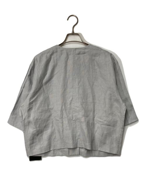 Leilian（レリアン）Leilian (レリアン) リネンノーカラージャケット ライトグレー サイズ:9の古着・服飾アイテム