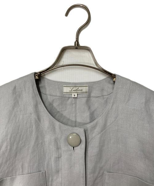 Leilian（レリアン）Leilian (レリアン) リネンノーカラージャケット ライトグレー サイズ:9の古着・服飾アイテム