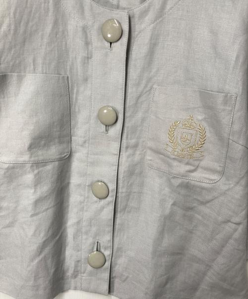 Leilian（レリアン）Leilian (レリアン) リネンノーカラージャケット ライトグレー サイズ:9の古着・服飾アイテム