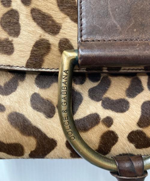 DOLCE & GABBANA（ドルチェ＆ガッバーナ）DOLCE & GABBANA (ドルチェ＆ガッバーナ) レオパード柄 ハラコハンドバッグ ブラウンの古着・服飾アイテム