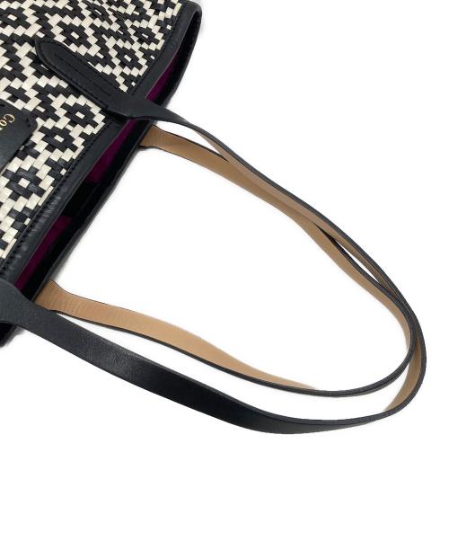COLE HAAN（コールハーン）COLE HAAN (コールハーン) レザートートバッグ ブラック×ホワイトの古着・服飾アイテム