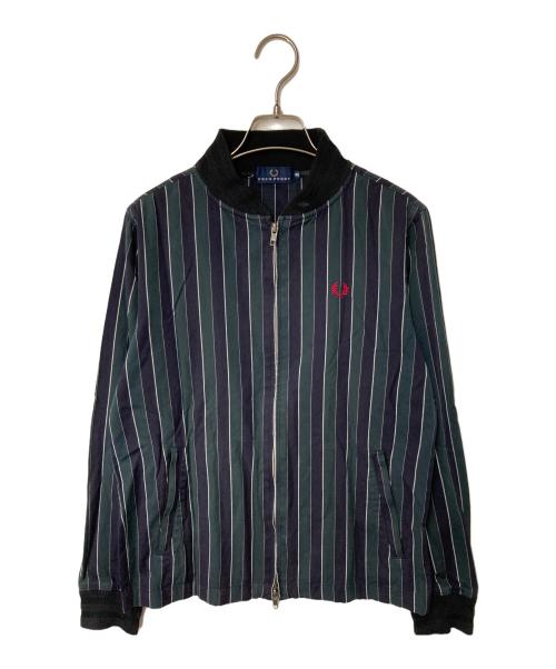 FRED PERRY（フレッドペリー）FRED PERRY (フレッドペリー) ストライプブルゾン グリーン×ネイビー サイズ:Mの古着・服飾アイテム
