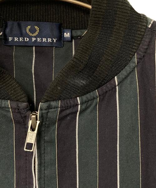 FRED PERRY（フレッドペリー）FRED PERRY (フレッドペリー) ストライプブルゾン グリーン×ネイビー サイズ:Mの古着・服飾アイテム