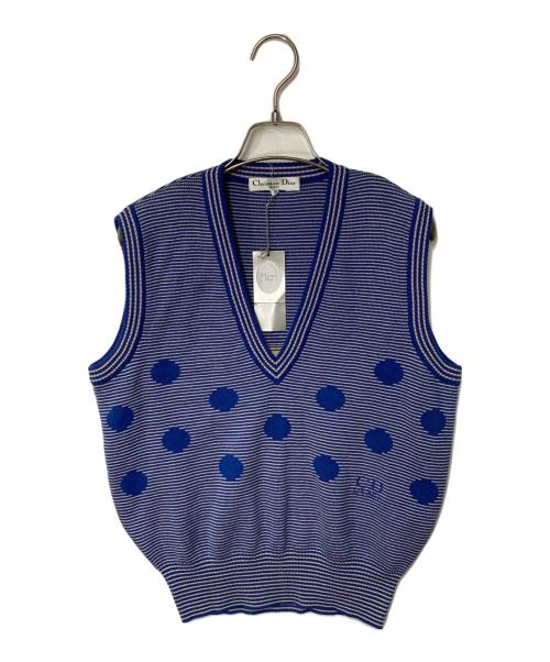 Christian Dior Sports（クリスチャン ディオールスポーツ）Christian Dior Sports (クリスチャン ディオールスポーツ) ニットベスト ネイビー×ベージュ サイズ:Ｍの古着・服飾アイテム