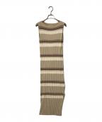 HER LIP TOハーリップトゥ）の古着「Cotton Striped Ribbed Knit Dress」｜ベージュ