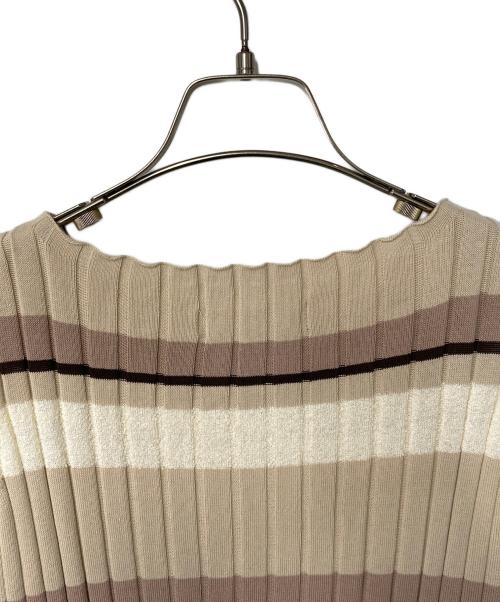 HER LIP TO（ハーリップトゥ）Her lip to (ハーリップトゥ) Cotton Striped Ribbed Knit Dress ベージュ サイズ:Mの古着・服飾アイテム