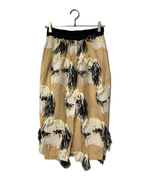 AKIRA NAKA（アキラナカ）AKIRA NAKA (アキラナカ) Kamila Tuck Skirt ベージュ×ブラックの古着・服飾アイテム