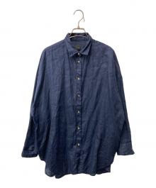 Spick and Span（スピック＆スパン）の古着「80リネンカシュクールビッグシャツ」｜ネイビー