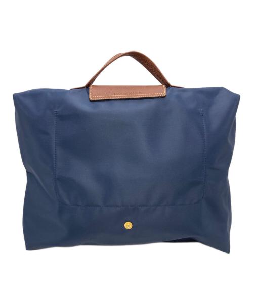 LONGCHAMP（ロンシャン）LONGCHAMP (ロンシャン) ドキュメント ハンドバッグ ネイビー×ブラウンの古着・服飾アイテム