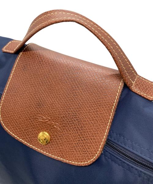 LONGCHAMP（ロンシャン）LONGCHAMP (ロンシャン) ドキュメント ハンドバッグ ネイビー×ブラウンの古着・服飾アイテム