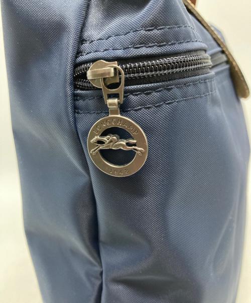 LONGCHAMP（ロンシャン）LONGCHAMP (ロンシャン) ドキュメント ハンドバッグ ネイビー×ブラウンの古着・服飾アイテム