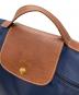中古・古着 LONGCHAMP (ロンシャン) ドキュメント ハンドバッグ ネイビー×ブラウン：8000円