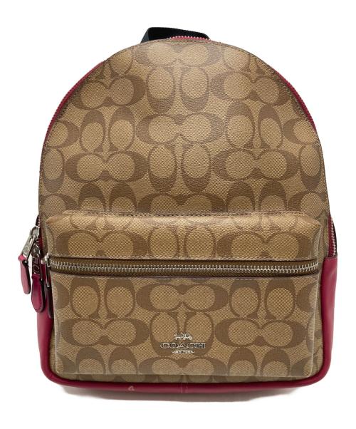 COACH（コーチ）COACH (コーチ) リュック レッド×ブラウンの古着・服飾アイテム