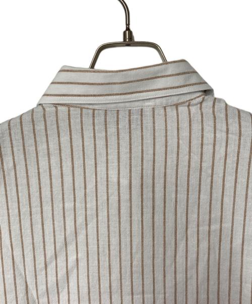 scuffers（スカッファー）scuffers (スカッファー) ストライプシャツ ホワイト×ブラウン サイズ:Ⅿの古着・服飾アイテム