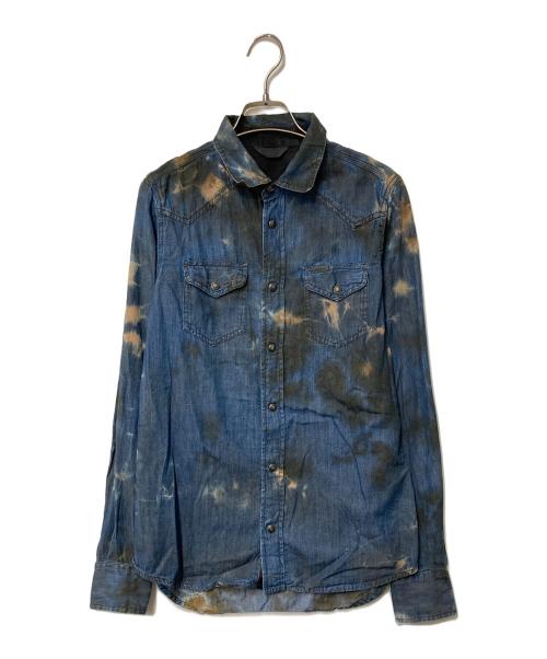 DIESEL（ディーゼル）DIESEL (ディーゼル) ブリーチ加工デニムシャツ インディゴ サイズ:Sの古着・服飾アイテム