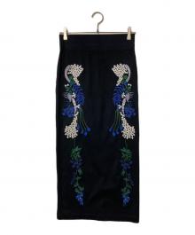 Mame Kurogouchi（マメクロゴウチ）の古着「Embroidery Jersey Skirt」｜ブラック
