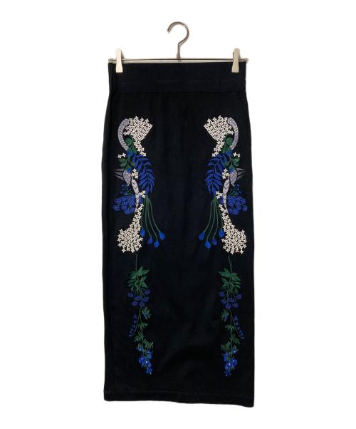 Mame Kurogouchi（マメクロゴウチ）mame kurogouchi (マメクロゴウチ) Embroidery Jersey Skirt ブラック サイズ:2の古着・服飾アイテム