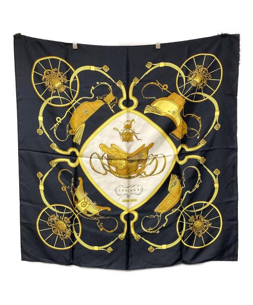 HERMES（エルメス）HERMES (エルメス) シルクスカーフ ブラック×ホワイトの古着・服飾アイテム