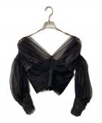 ）の古着「MUTTON SLEEVE TULLE BLOUSE」｜ブラック