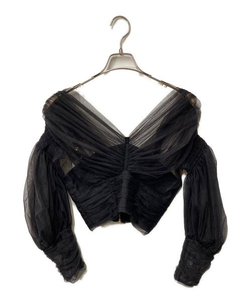 EMI FUNAYAMA（エミ フナヤマ）EMI FUNAYAMA (エミ フナヤマ) MUTTON SLEEVE TULLE BLOUSE ブラック サイズ:1の古着・服飾アイテム