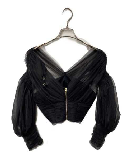 EMI FUNAYAMA（エミ フナヤマ）EMI FUNAYAMA (エミ フナヤマ) MUTTON SLEEVE TULLE BLOUSE ブラック サイズ:1の古着・服飾アイテム