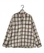 ）の古着「チェックシャツ」｜ベージュ×グレー