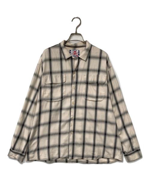 son of the cheese（（サノバチーズ））son of the cheese (（サノバチーズ）) チェックシャツ ベージュ×グレー サイズ:Mの古着・服飾アイテム