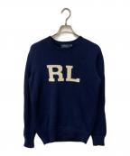 POLO RALPH LAURENポロ・ラルフローレン）の古着「クルーネックロゴニット」｜ネイビー