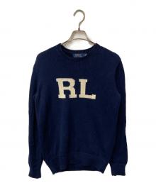POLO RALPH LAUREN（ポロ・ラルフローレン）の古着「クルーネックロゴニット」｜ネイビー