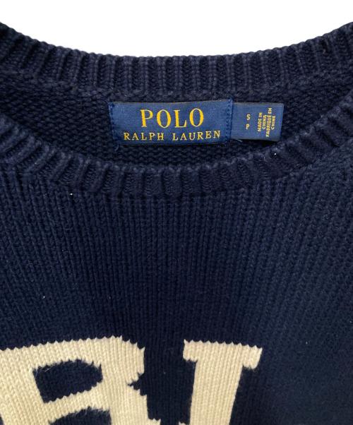 POLO RALPH LAUREN（ポロ・ラルフローレン）POLO RALPH LAUREN (ポロ・ラルフローレン) クルーネックロゴニット ネイビー サイズ:Sの古着・服飾アイテム