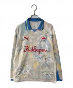 PUMA×kidsuperプーマ×キッドスーパー）の古着「長袖レトロシャツ」｜ブルー×アイボリー