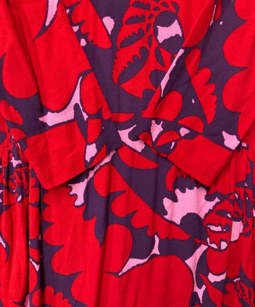 marimekko（マリメッコ）marimekko (マリメッコ) AKILEIJA / VARBU DRESS ピンク×レッド サイズ:38の古着・服飾アイテム
