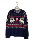 POLO RALPH LAURENポロ・ラルフローレン）の古着「総柄ニット」｜ネイビー