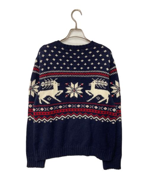 POLO RALPH LAUREN（ポロ・ラルフローレン）POLO RALPH LAUREN (ポロ・ラルフローレン) 総柄ニット ネイビー サイズ:Ｌの古着・服飾アイテム