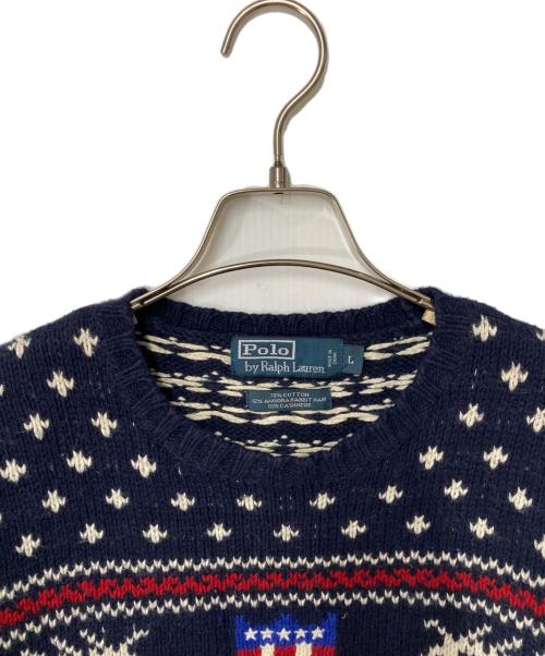 POLO RALPH LAUREN（ポロ・ラルフローレン）POLO RALPH LAUREN (ポロ・ラルフローレン) 総柄ニット ネイビー サイズ:Ｌの古着・服飾アイテム