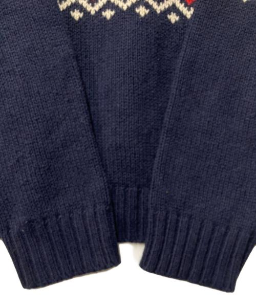POLO RALPH LAUREN（ポロ・ラルフローレン）POLO RALPH LAUREN (ポロ・ラルフローレン) 総柄ニット ネイビー サイズ:Ｌの古着・服飾アイテム