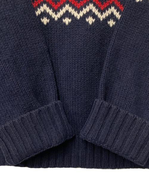POLO RALPH LAUREN（ポロ・ラルフローレン）POLO RALPH LAUREN (ポロ・ラルフローレン) 総柄ニット ネイビー サイズ:Ｌの古着・服飾アイテム
